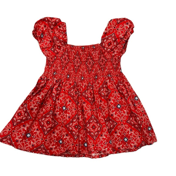 Hartstrings smocked bandana print short sleeve top size 10 - Picture 2 of 8